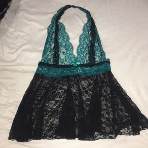 Black & teal lingerie